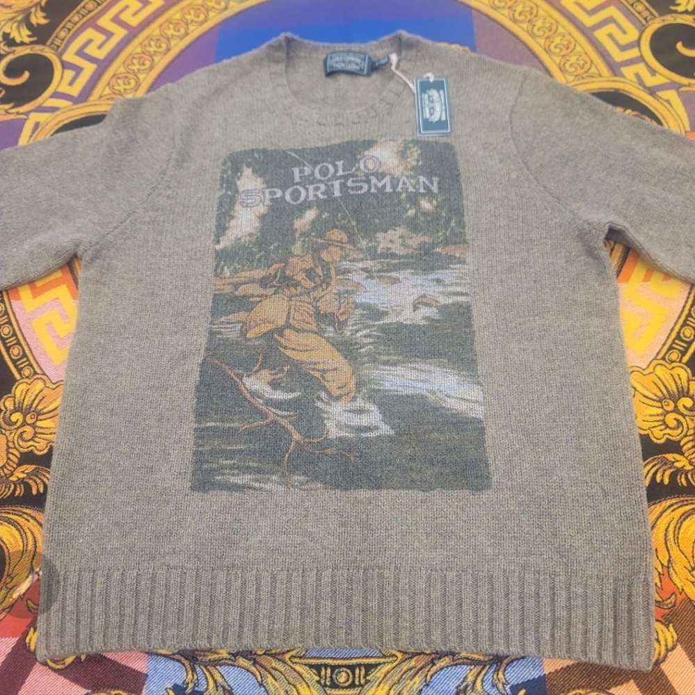 Polo Ralph Lauren Vintage Polo Sportsman Great Outdoors Wildlife Fishing Sweater